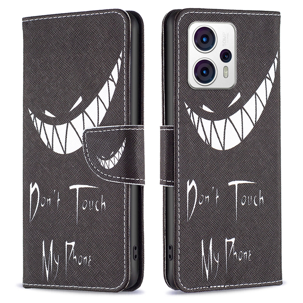 Peněženka na pouzdro na telefon pro Motorola Moto G13 4G G23 4G G53 5G BF potisk koženého vzoru Series-1 magnetický kryt telefonu proti poškrábání Peněženka na pouzdro na telefon pro Motorola Moto G13 4G G23 4G G53 5G BF potisk koženého vzoru Series-1 magnetický kryt telefonu proti poškrábání